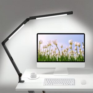 Skrivebordslampe Led Lampe - Med Svingarm - 1000 Lumen - Sort